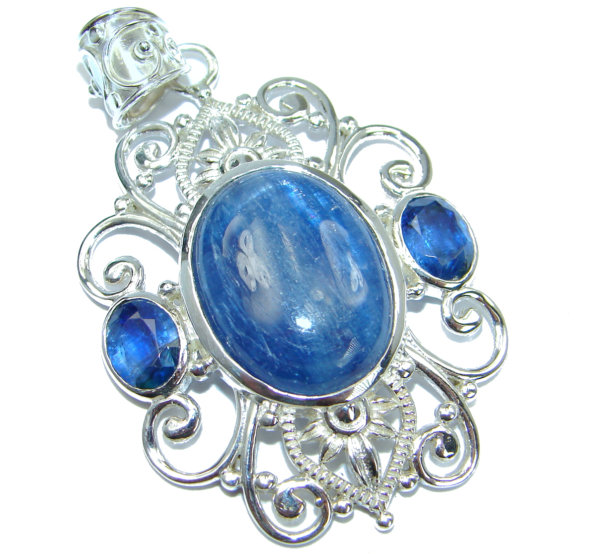 Genuine 50 ct African Kyanite .925 Sterling Silver handmade Pendant