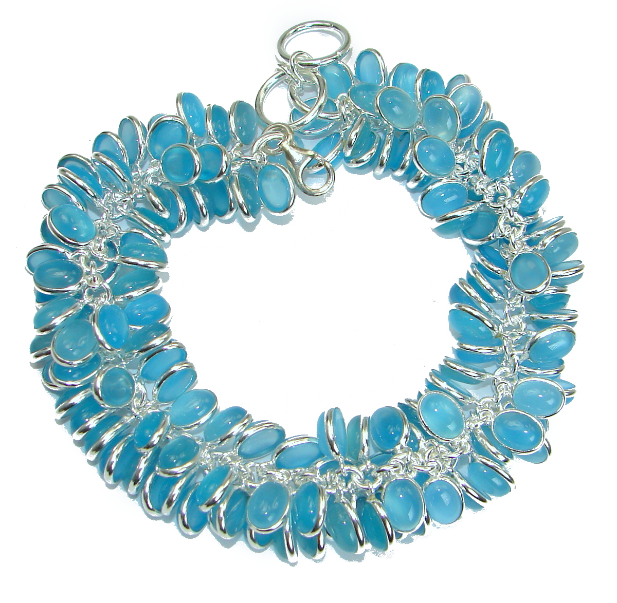 Genuine Chalcedony Agate .925 Sterling Silver handcrafted Bracelet