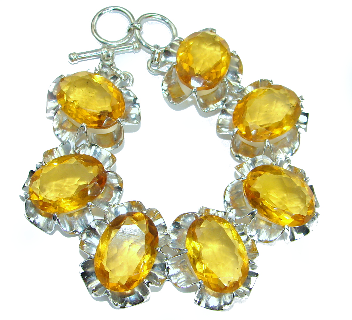 Huge Rich Golden Quartz .925 Sterling Silver handmade Bracelet
