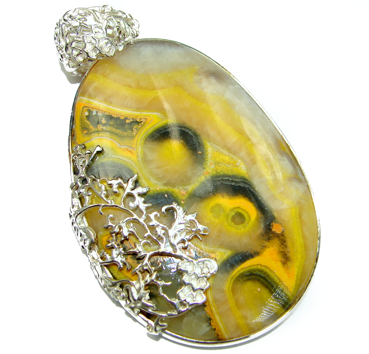 Huge Authentic Bubble Bee oxidized .925 Sterling Silver handmade Pendant
