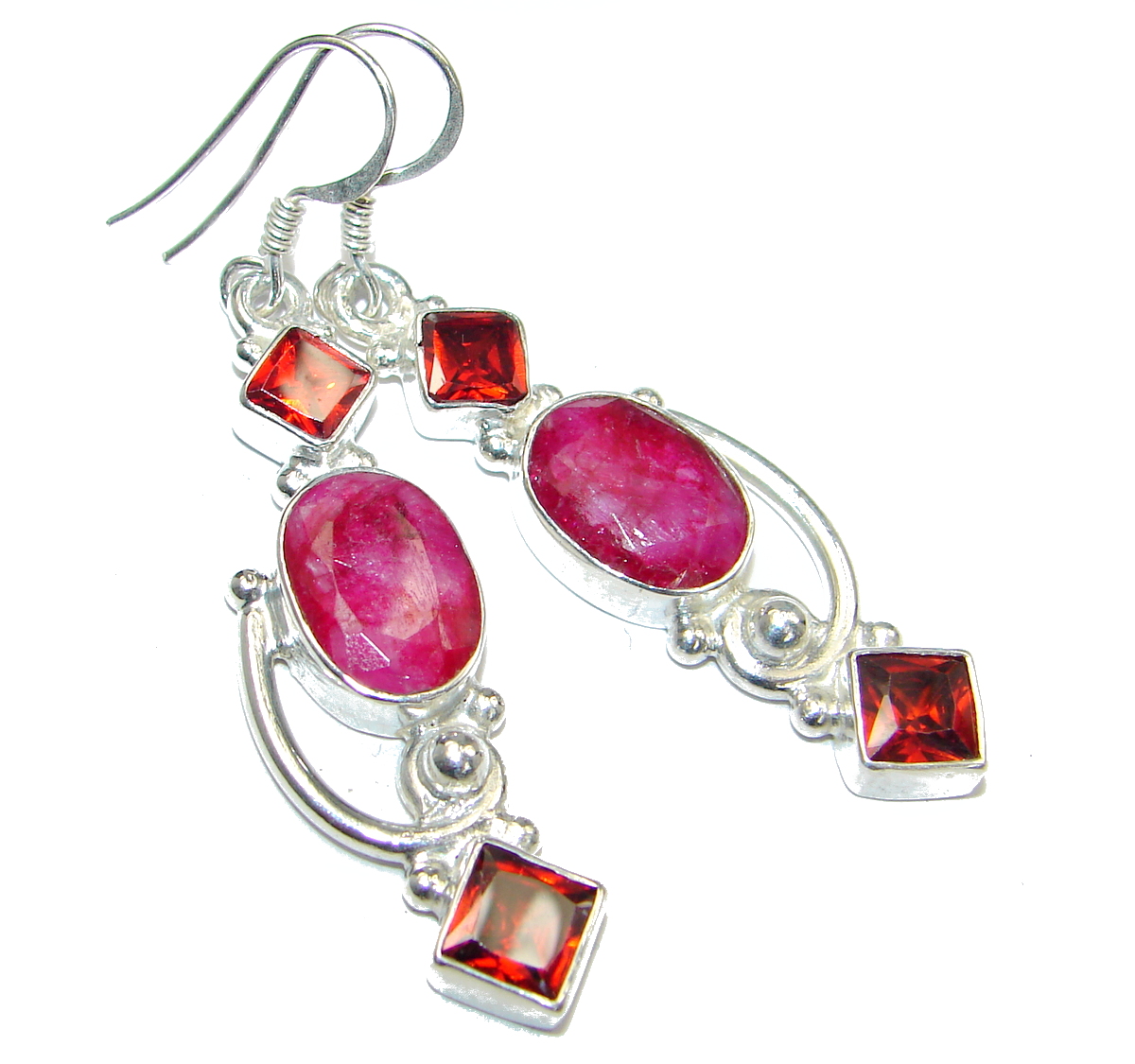 Unique Ruby .925 Sterling Silver handmade earrings