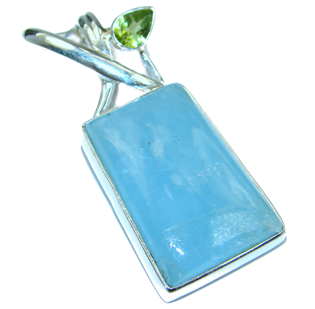 Genuine 43.5 ct Aquamarine .925 Sterling Silver handmade Pendant