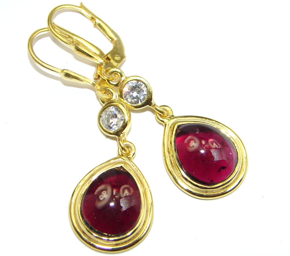 Authentic Garnet 18k Gold over .925 Sterling Silver handmade earrings