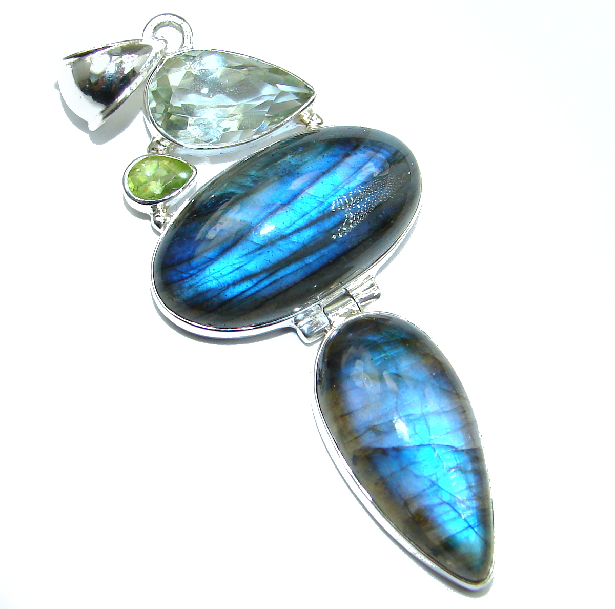 True Power genuine Fire Labradorite .925 Sterling Silver handmade Pendant