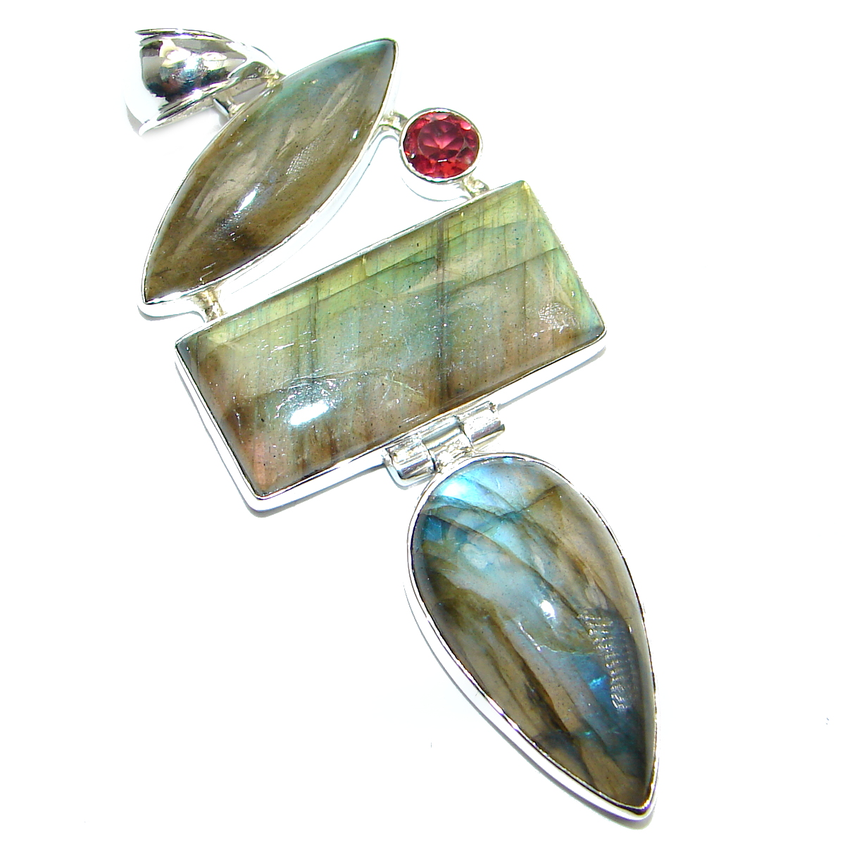 True Power genuine Fire Labradorite .925 Sterling Silver handmade Pendant