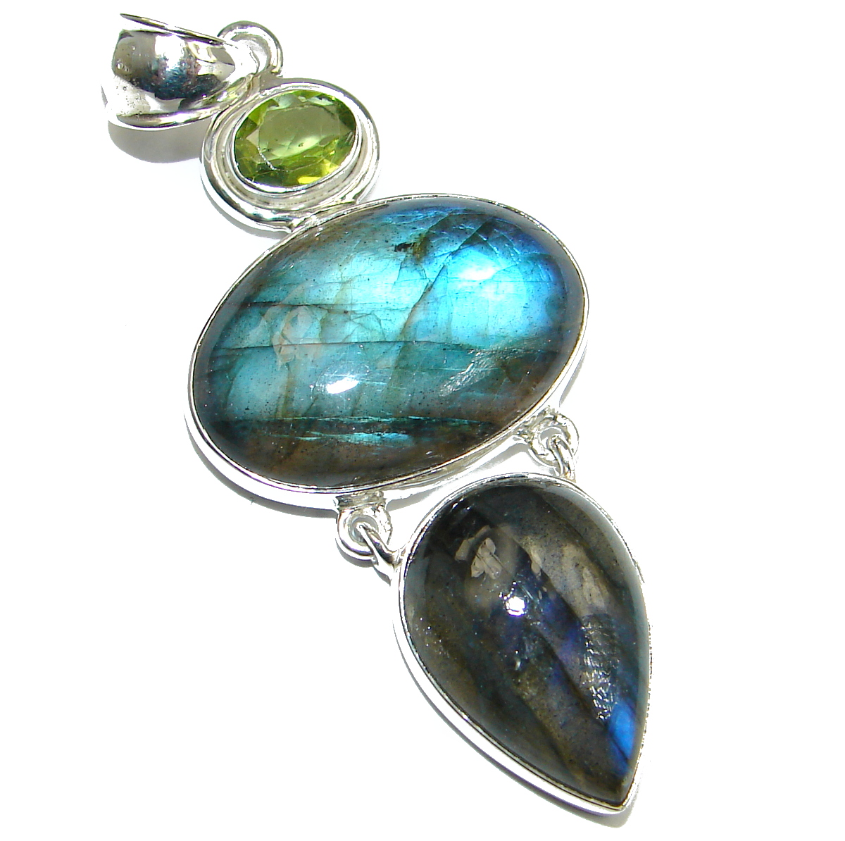 True Power genuine Fire Labradorite .925 Sterling Silver handmade Pendant