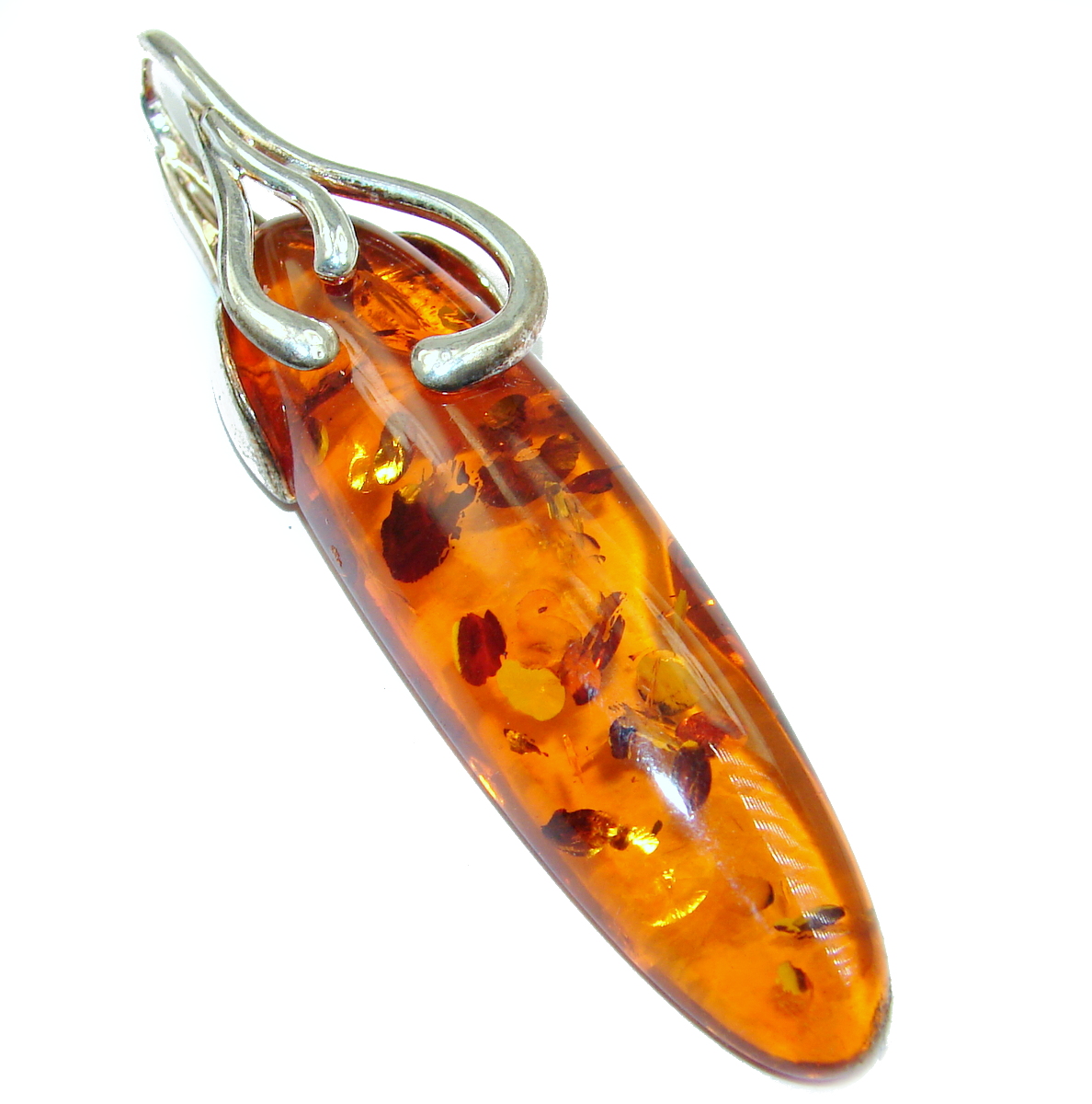 Natural Baltic Amber .925 Sterling Silver handmade Pendant