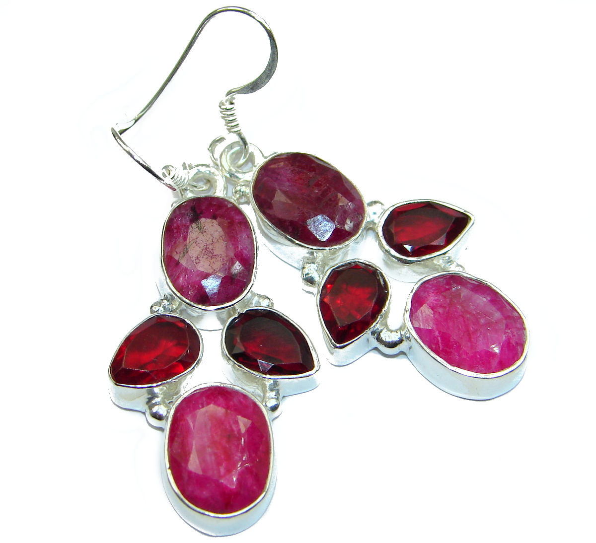 Unique Ruby .925 Sterling Silver handmade earrings
