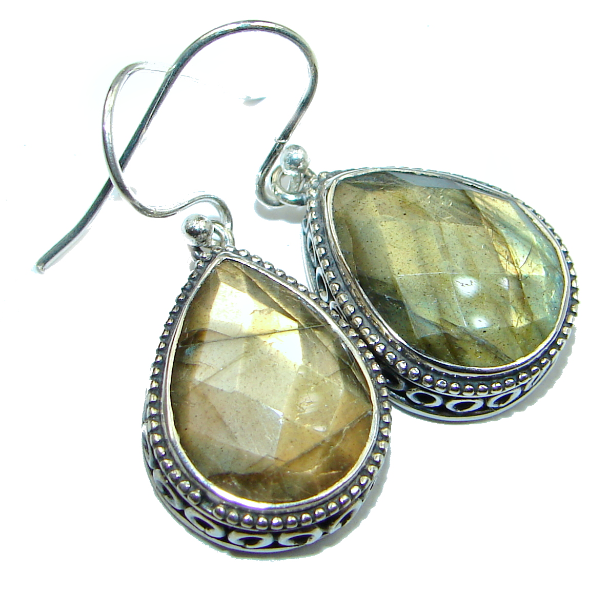 Perfect genuine Labradorite .925 Sterling Silver handmade earrings
