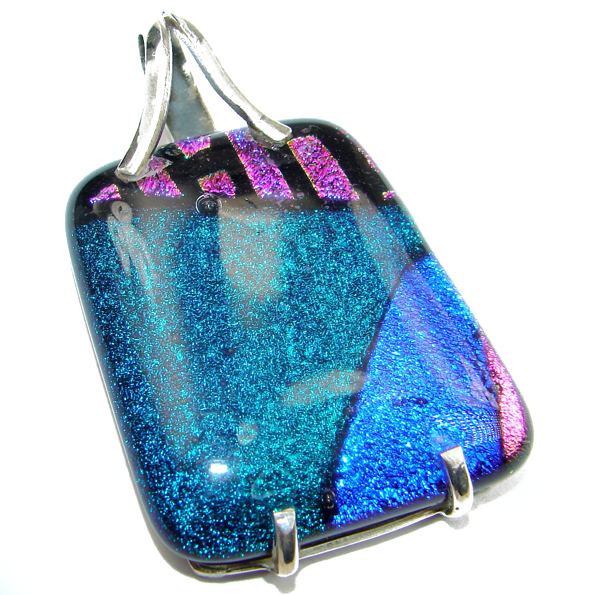 Mexican Dichroic Glass .925 Sterling Silver handmade Pendant