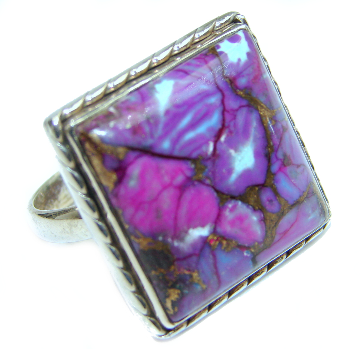 Huge Purple Turquoise .925 Sterling Silver ring; s. 8