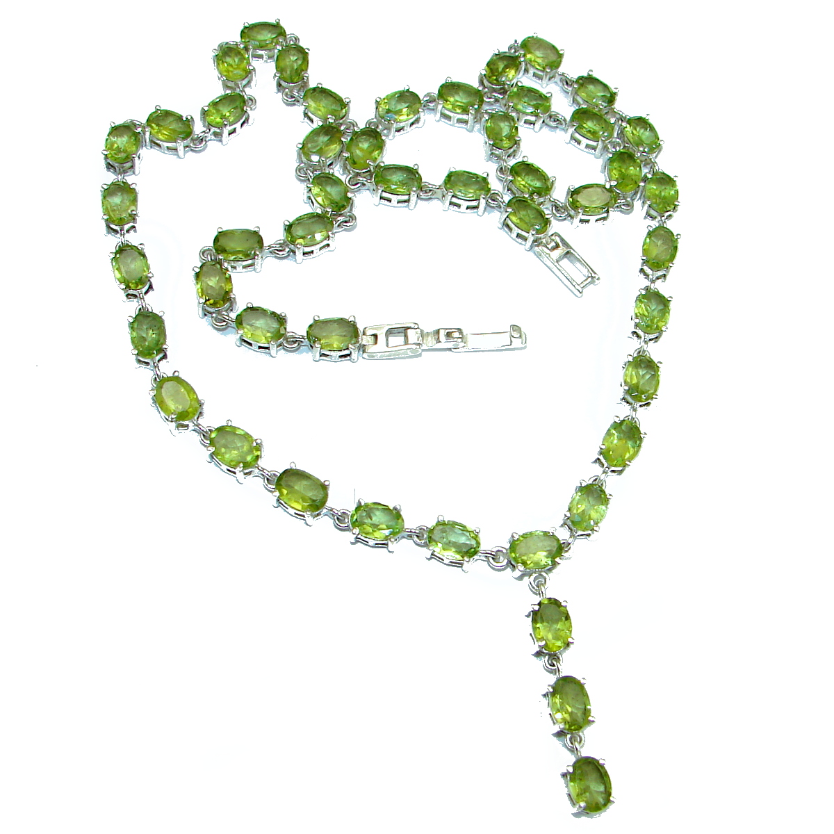 Masterpiece Peridot Rhodium over .925 Sterling Silver handcrafted necklace