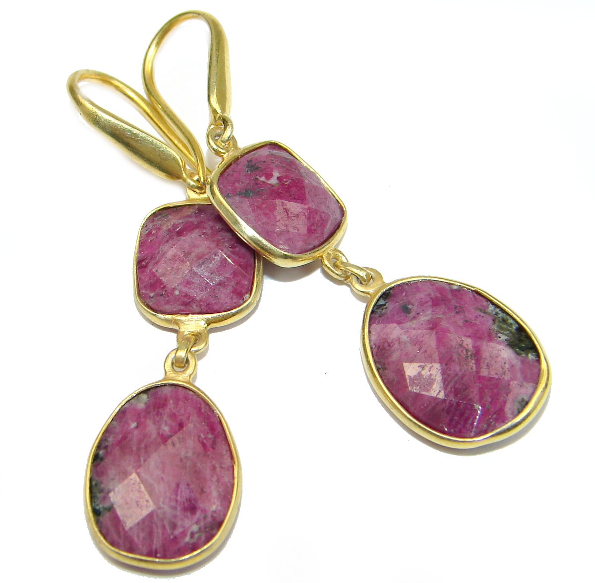 Unique Ruby Gold over .925 Sterling Silver handmade earrings
