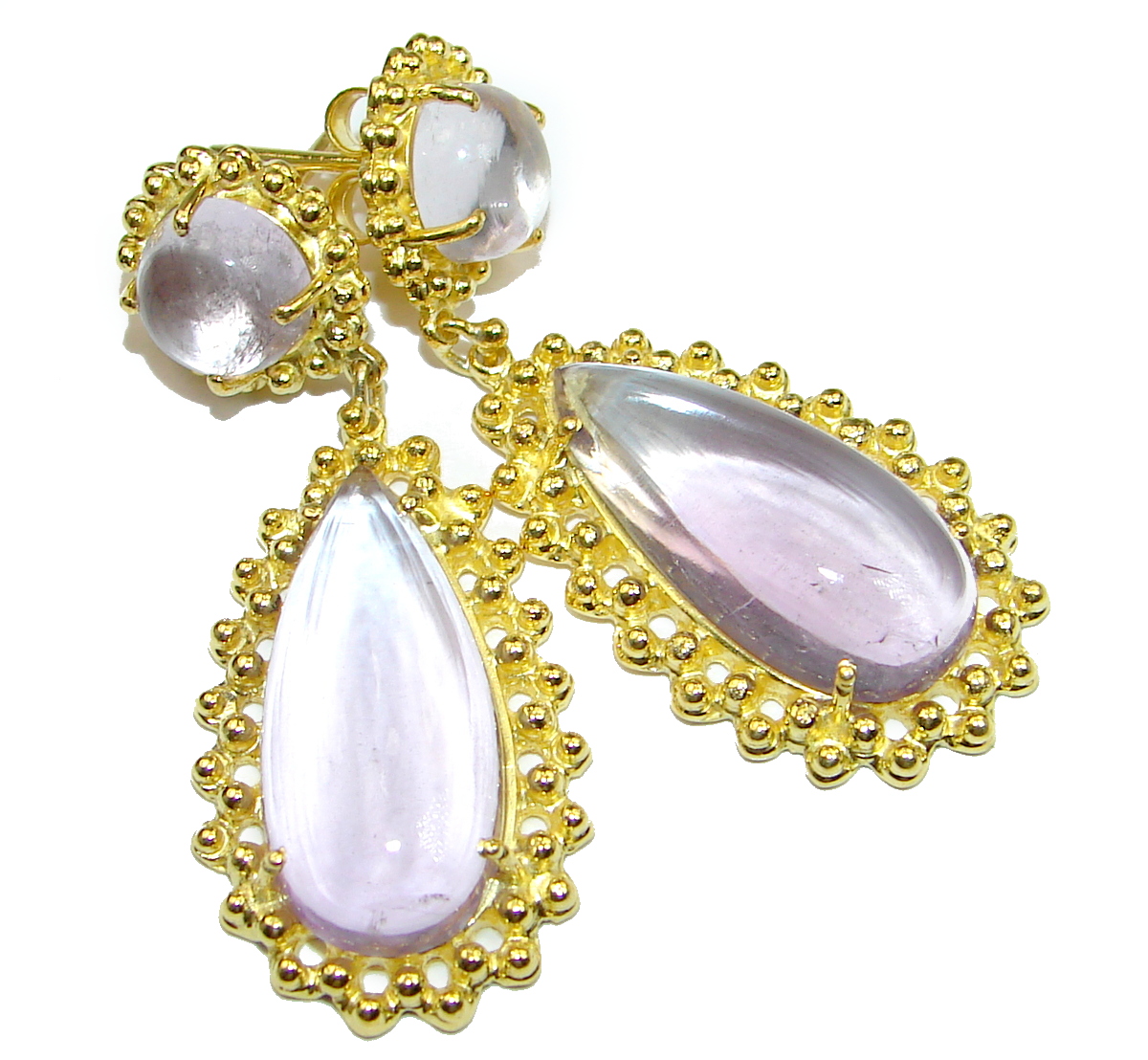 Vintage Design Authentic Amethyst 14K Gold over .925 Sterling Silver handmade earrings