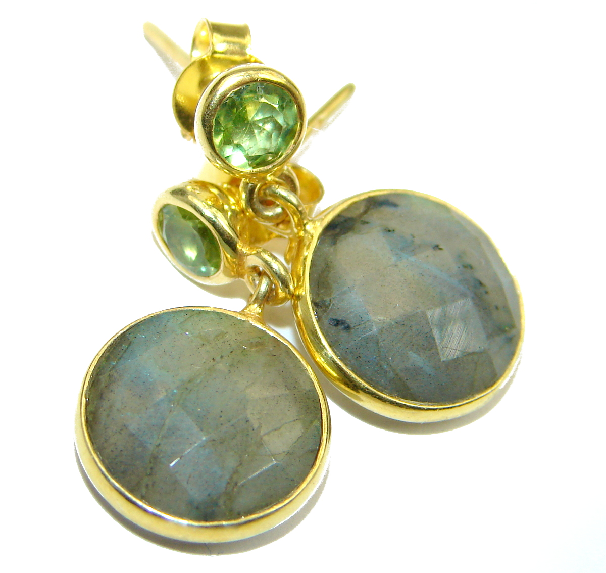 Perfect Labradorite Gold over .925 Sterling Silver handmade earrings