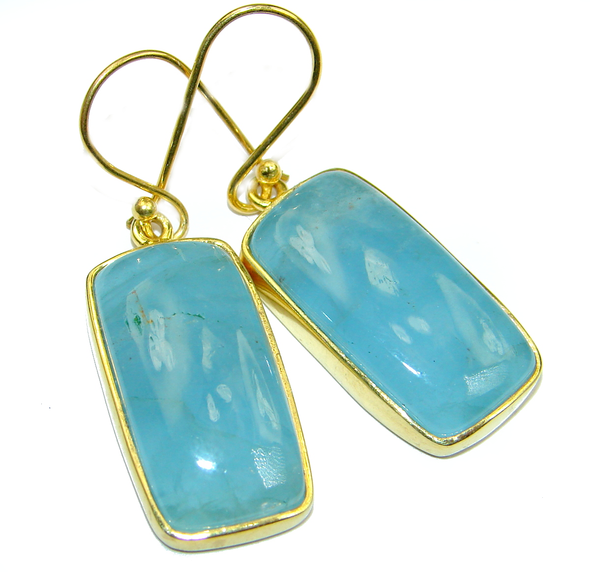 Simple Style genuine Aquamarine .925 Sterling Silver handmade earrings