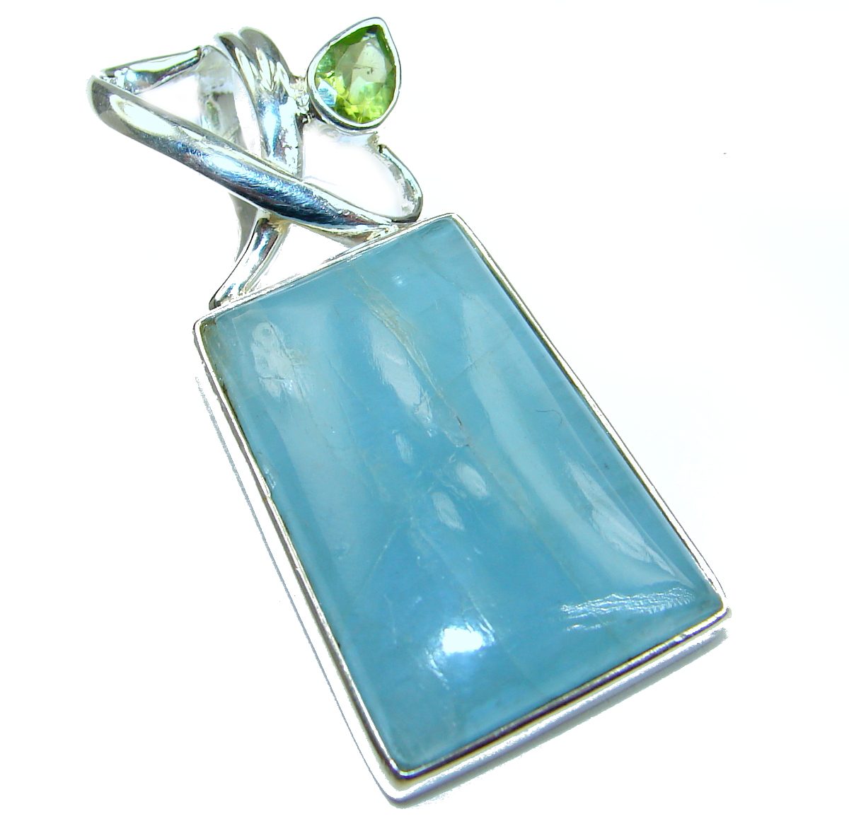 Genuine 43.5 ct Aquamarine .925 Sterling Silver handmade Pendant