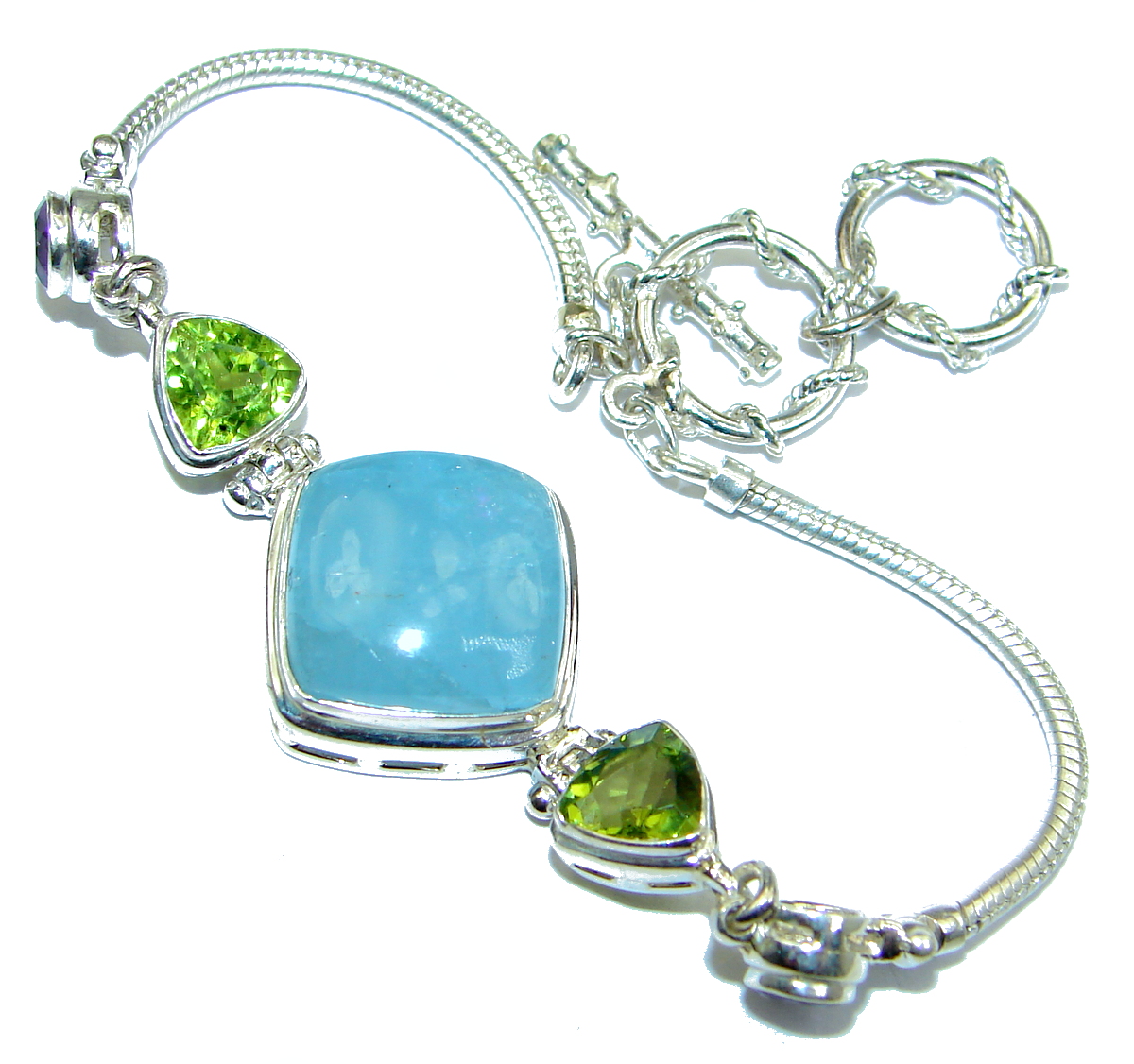 True Fine Art Blue Aquamarine .925 Sterling Silver handcrafted Bracelet