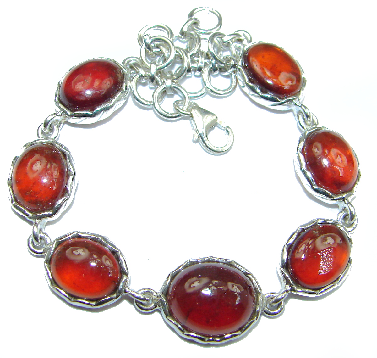 Secret Rhodolite Garnet .925 Sterling Silver handcrafted Bracelet