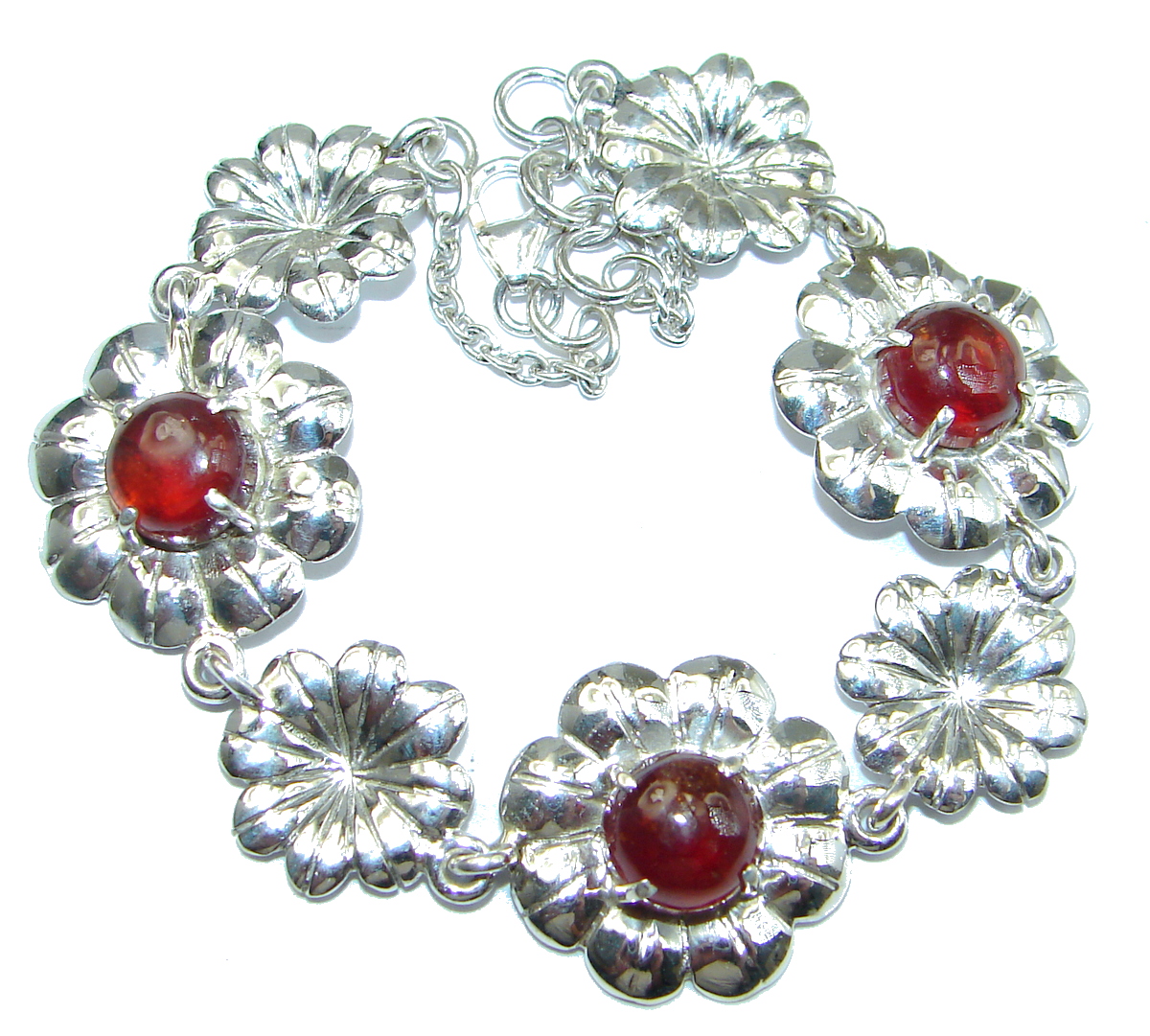 New Concept genuine Garnet .925 Sterling Silver handmade Bracelet