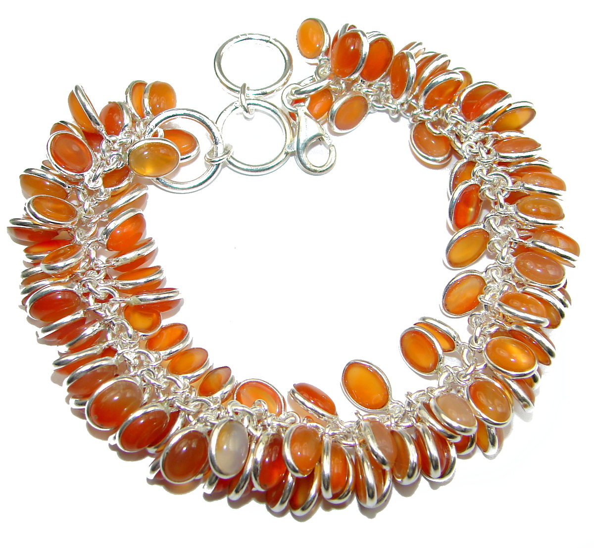Genuine Carnelian Agate .925 Sterling Silver handcrafted Bracelet