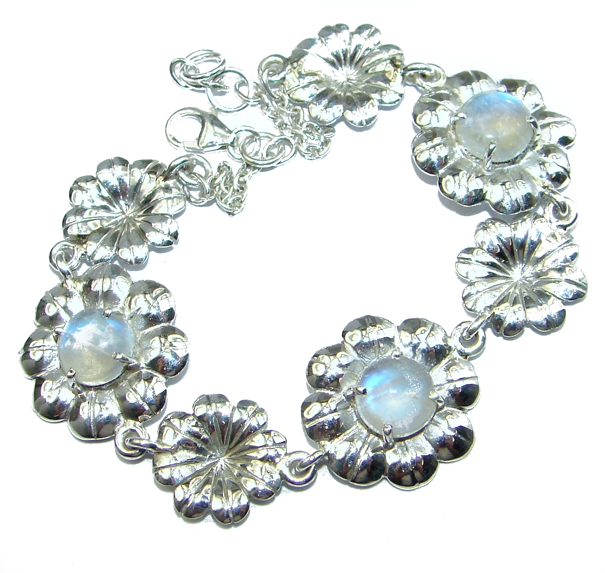 Fire Moonstone .925 Sterling Silver handcrafted Bracelet