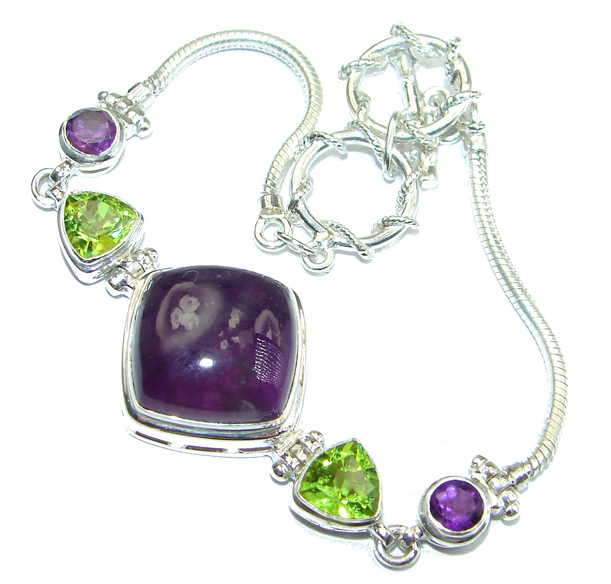 Luxury Genuine Amethyst .925 Sterling Silver handmade Bracelet