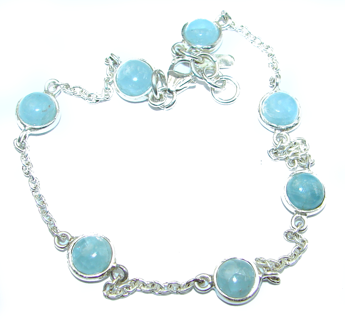 Natural Aquamarine .925 Sterling Silver handmade Bracelet