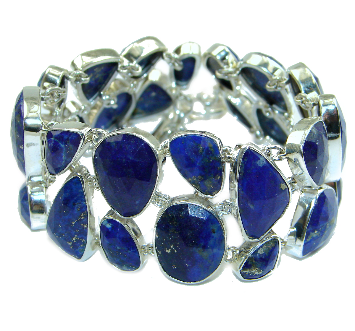 Chic Blue Waves Lapis Lazuli .925 Sterling Silver handcrafted Bracelet