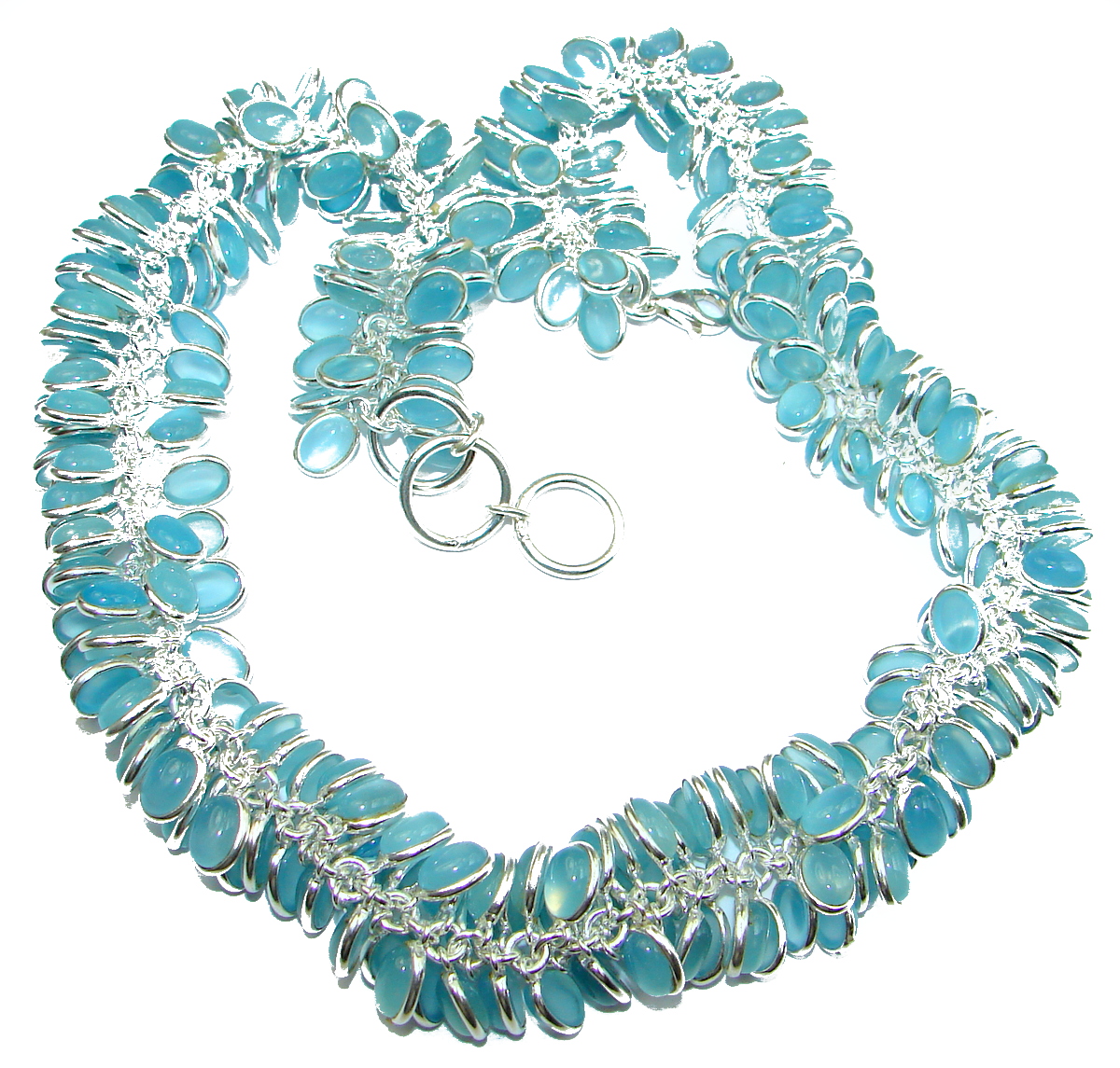 Aura Of Beauty Genuine Chalcedony Agate .925 Sterling Silver handmade necklace