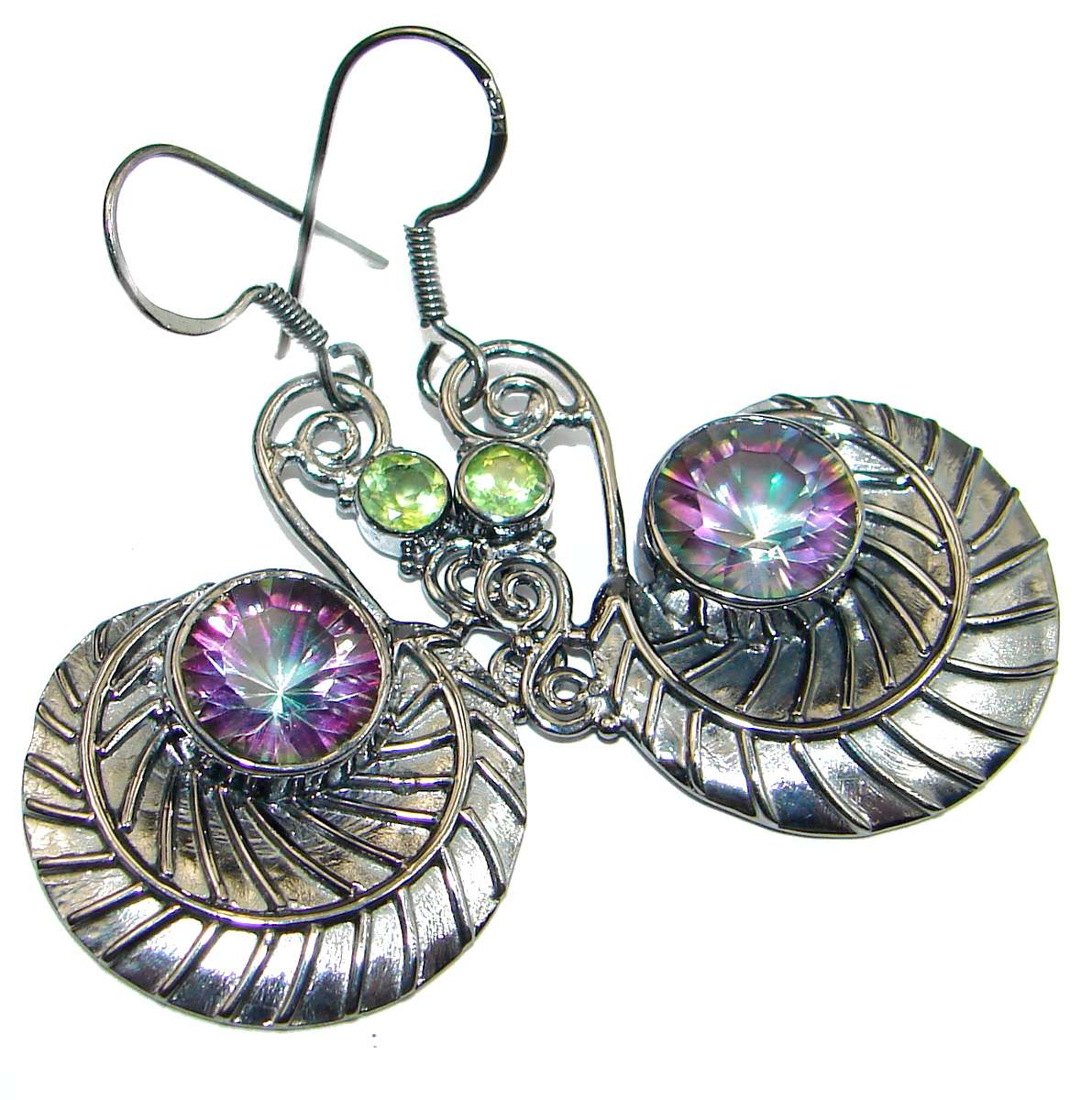 Rainbow Magic Topaz Gold over .925 Sterling Silver handmade earrings