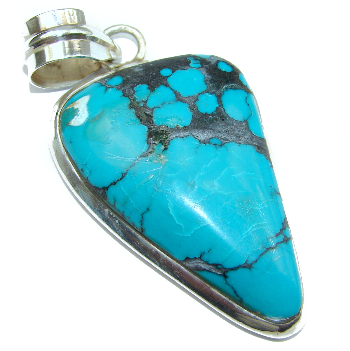 Exquisite Sleeping Beauty Turquoise .925 Sterling Silver handmade Pendant