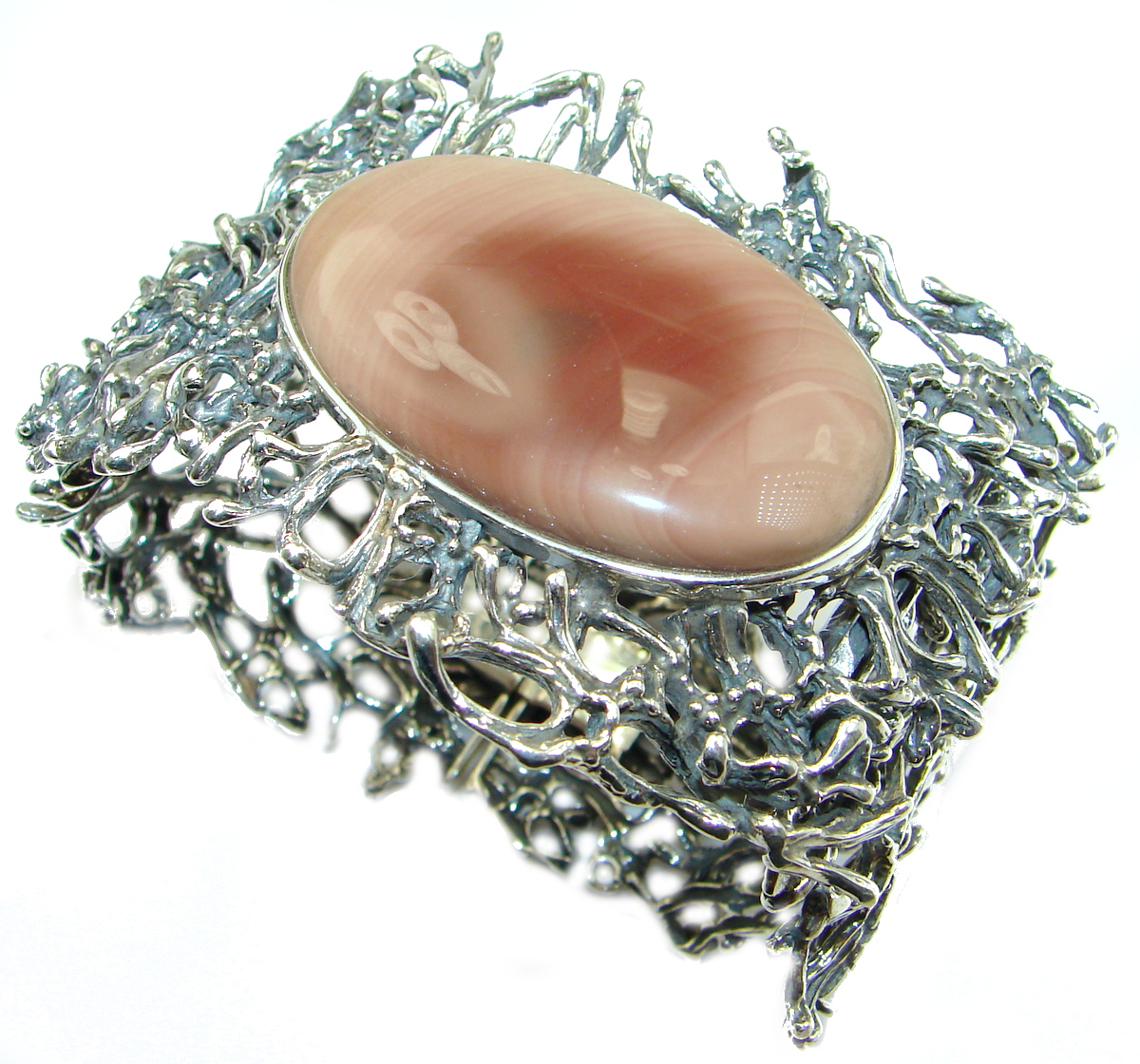 Bohemian Style Excellent quality Imperial Jasper .925 Sterling Silver Bracelet / Cuff