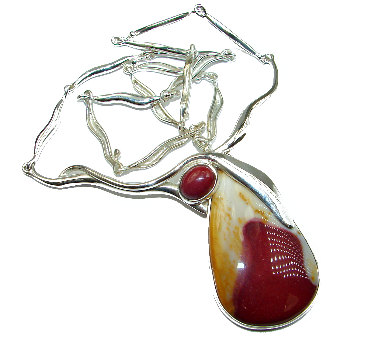 Huge Aura Of Beauty Australian Mookaite Jasper .925 Sterling Silver necklace