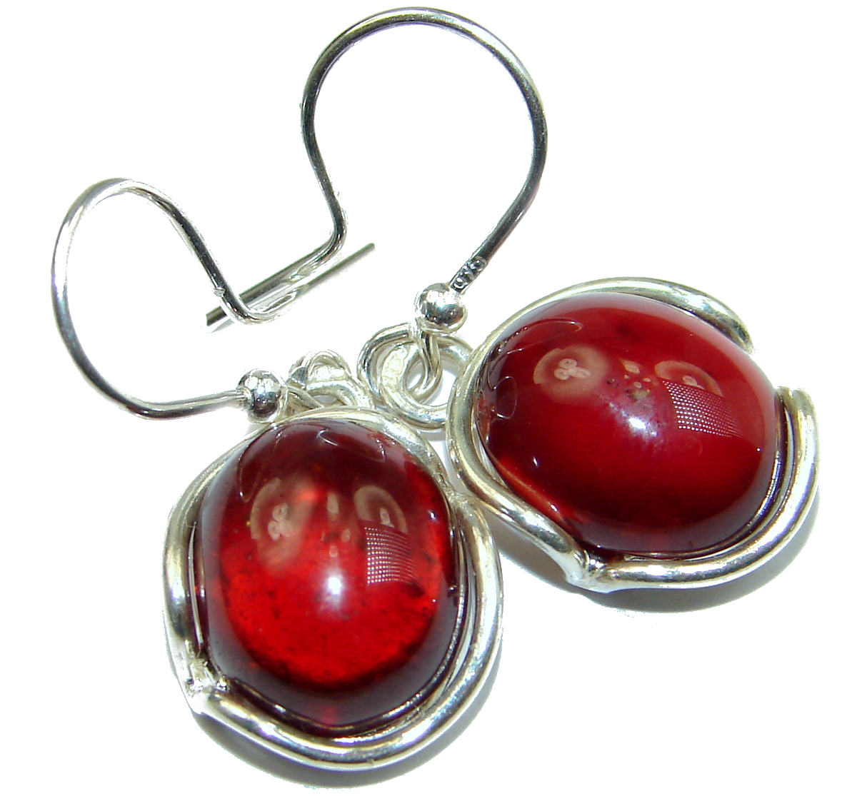 Authentic genuine Garnet .925 Sterling Silver handmade earrings