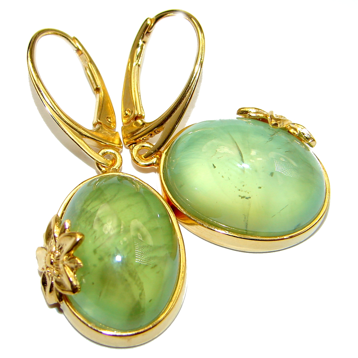 Juicy Authentic Moss Prehnite 14K Gold over .925 Sterling Silver handmade earrings