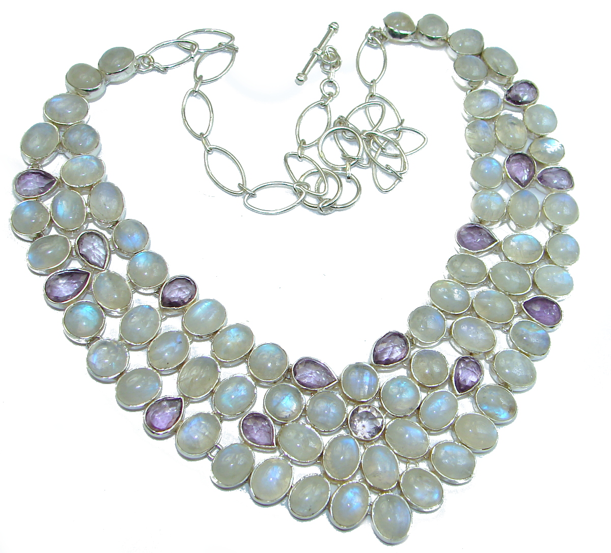 Drops of the Rain genuine Moonstone .925 Sterling Silver handcrafted necklace