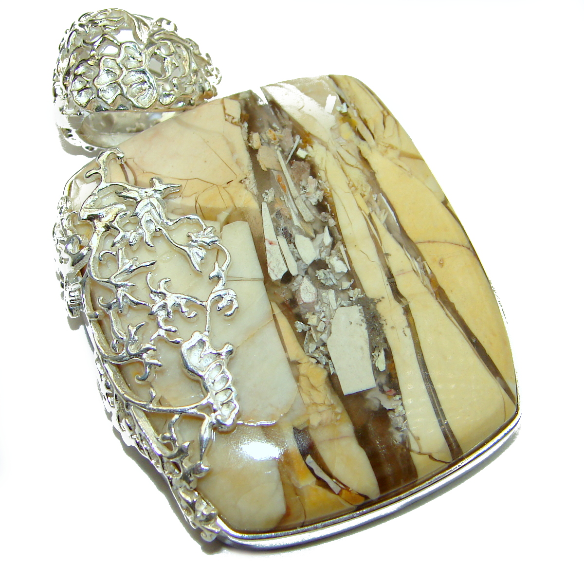 Australian Bracciated Mookaite Jasper .925 Sterling Silver handcrafted pendant