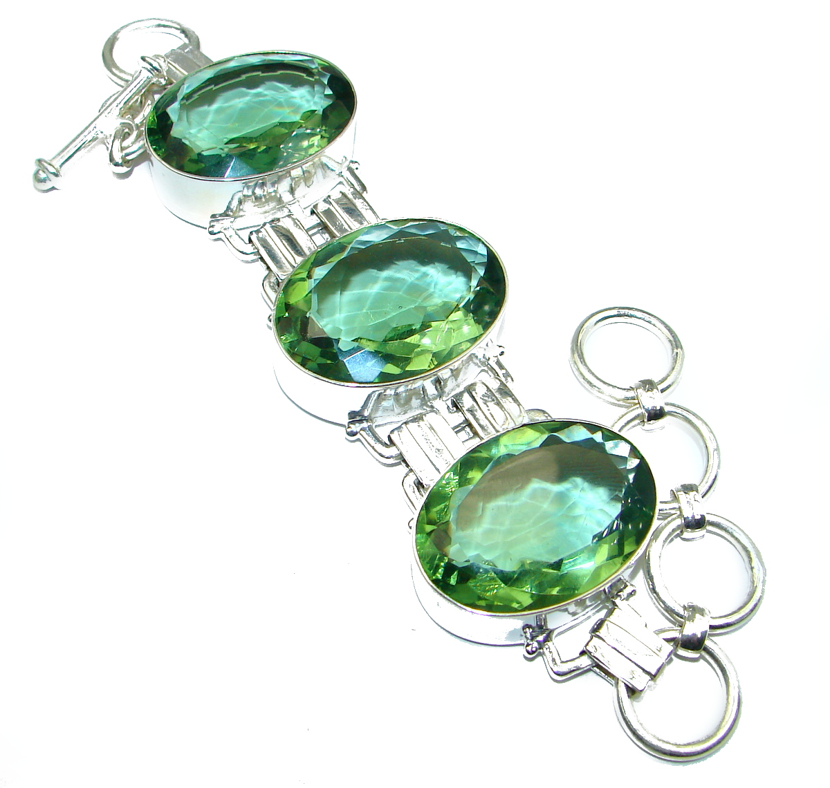 Secret Treasure Mint Quartz .925 Sterling Silver handcrafted Bracelet