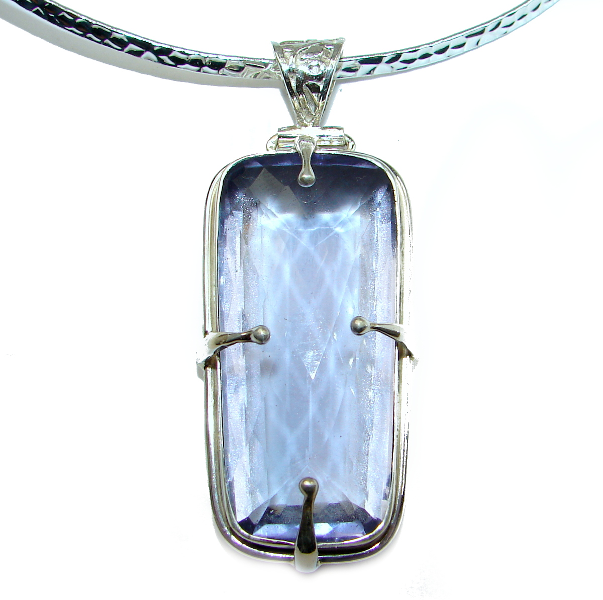 Great Lilac Topaz color Quartz .925 Sterling Silver handmade necklace