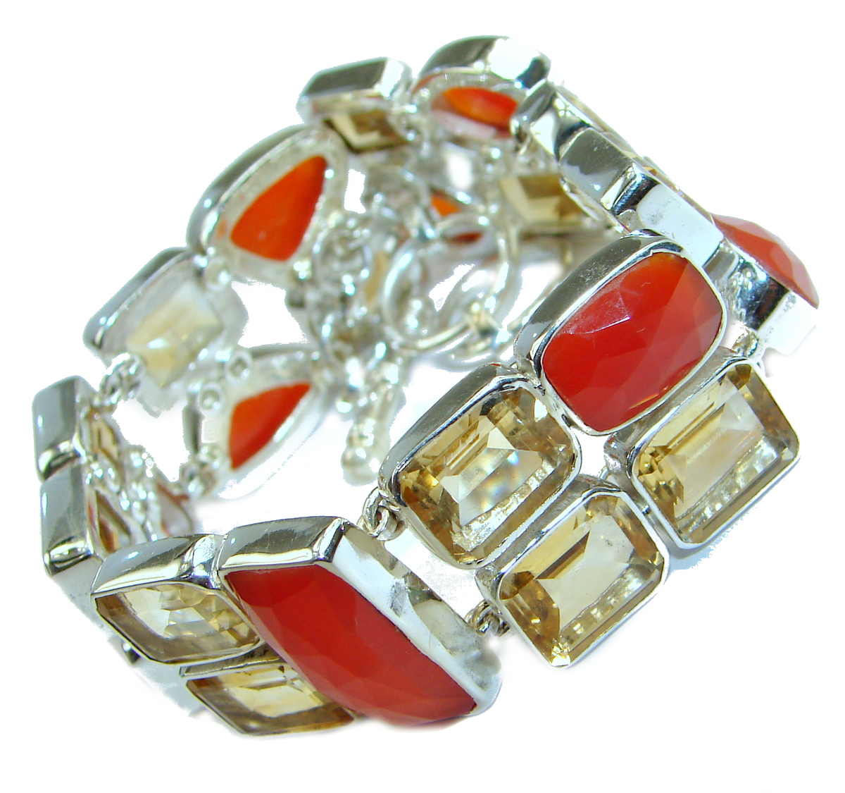 Sunset in Tuscon Authentic Carnelian .925 Sterling Silver handmade Bracelet
