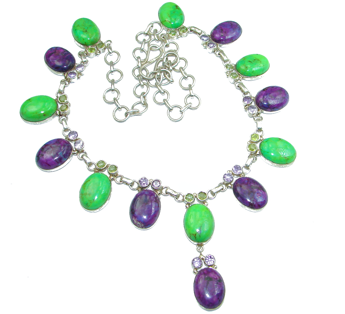 CHic Boho Style Turquoise .925 Sterling Silver handmade necklace