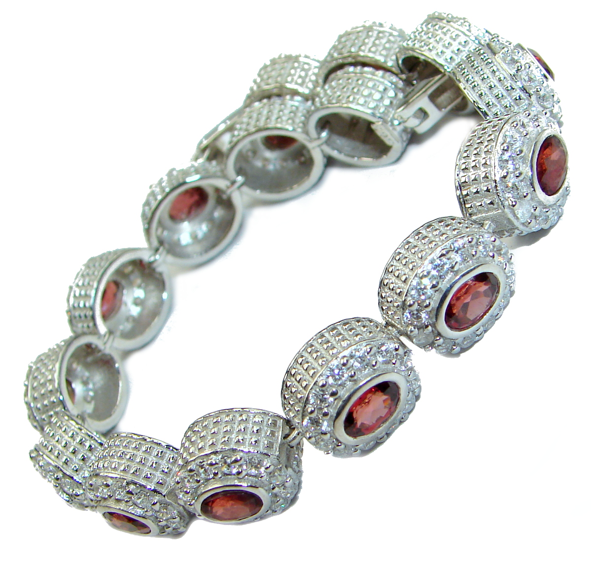 One of the kind Secret Beauty Garnet .925 Sterling Silver handcrafted Bracelet