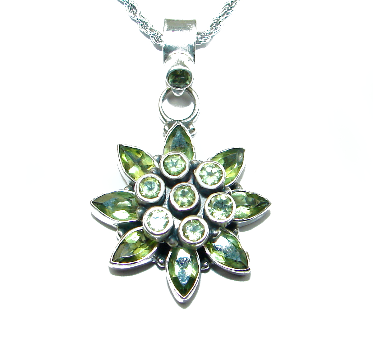 Fancy Peridot .925 Sterling Silver handcrafted necklace