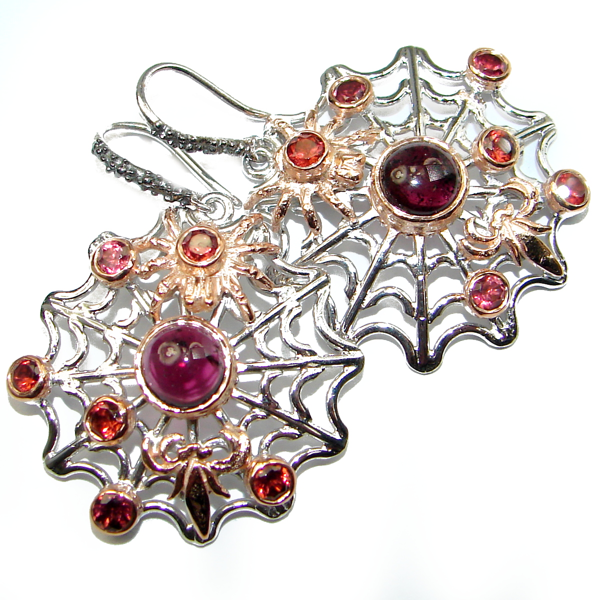Stunning Brazilian Garnet 18 ct Gold over .925 Sterling Silver handmade Earrings