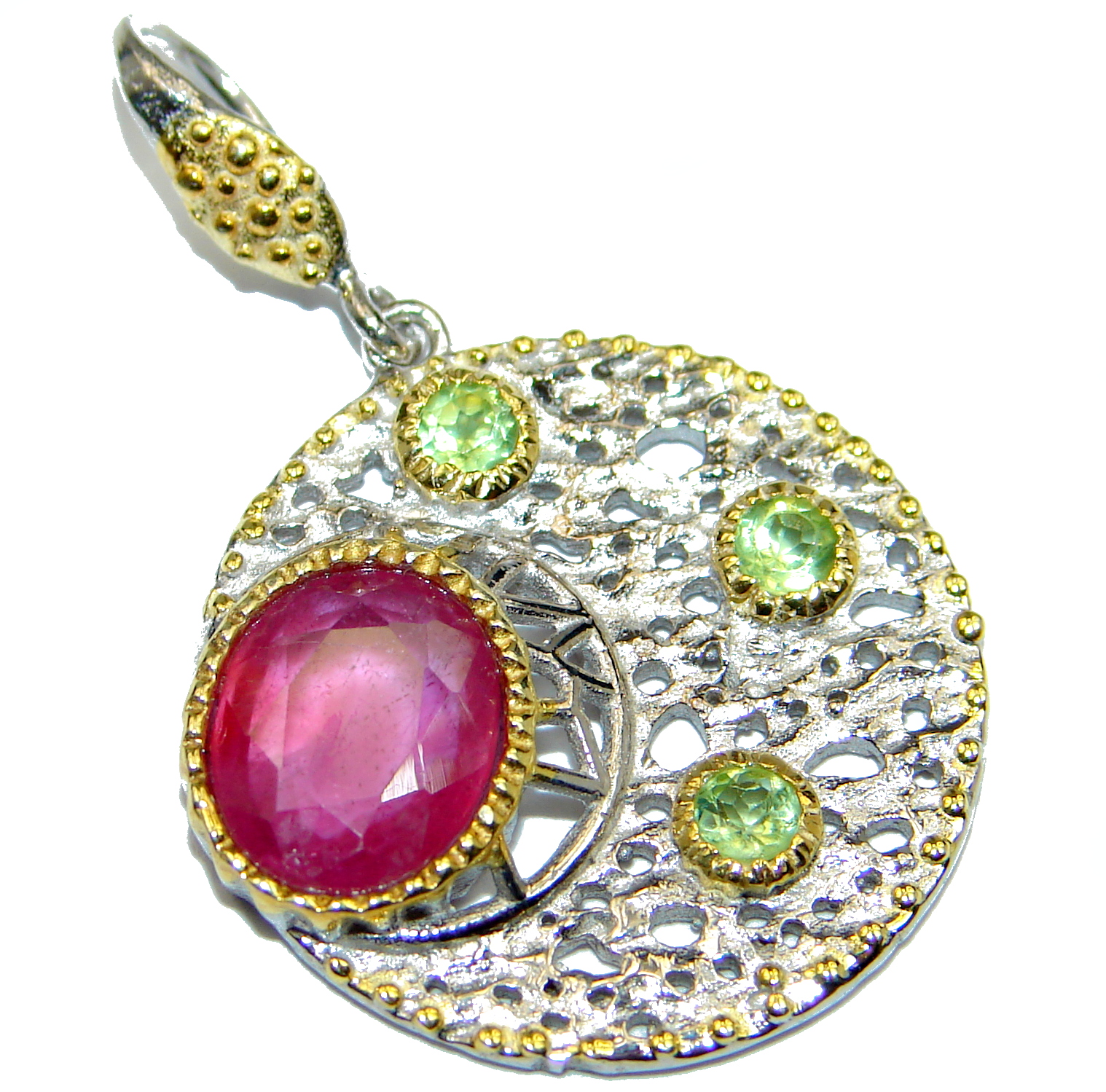 Vintage Style genuine Ruby .925 Sterling Silver handmade Pendant