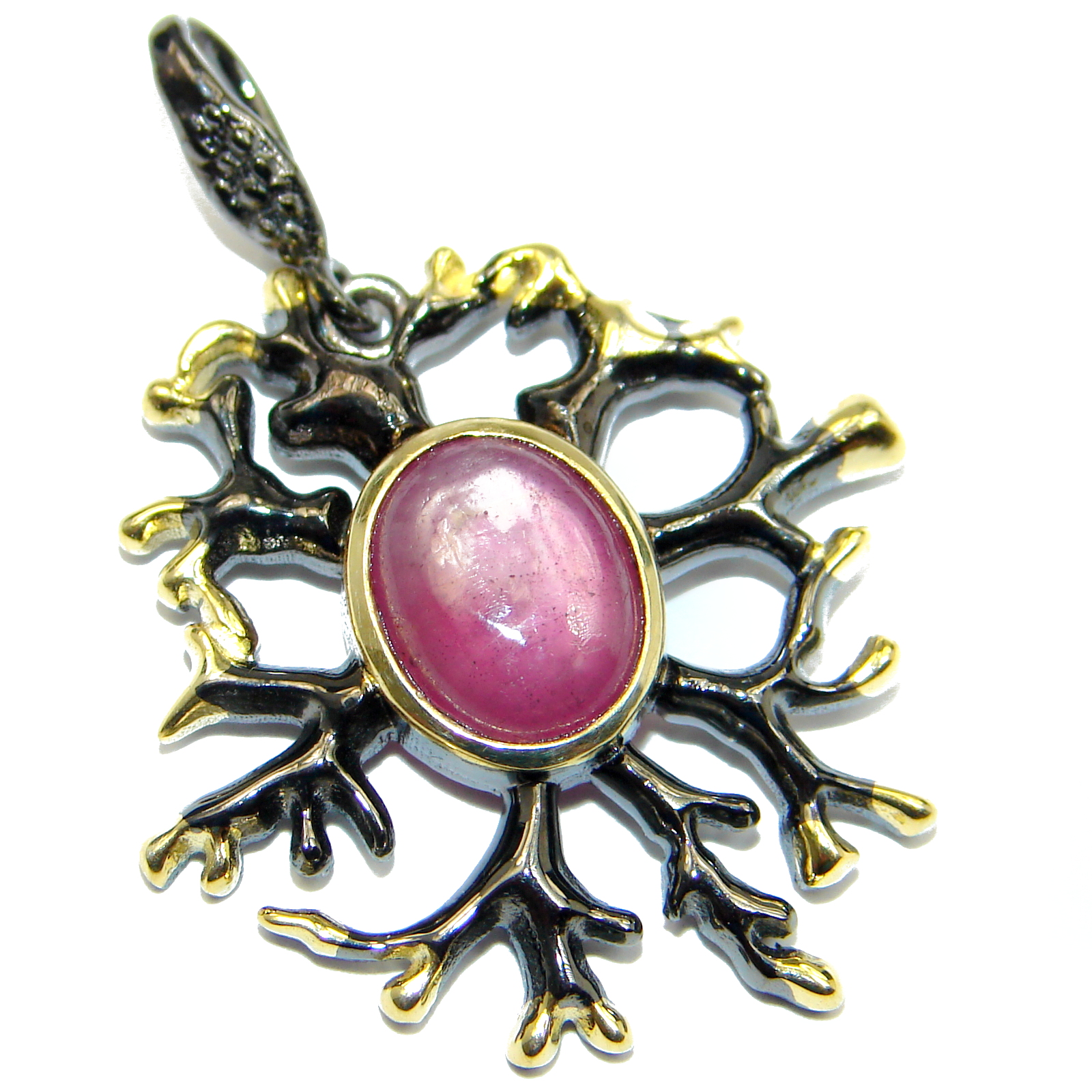 Vintage Style genuine Ruby .925 Sterling Silver handmade Pendant