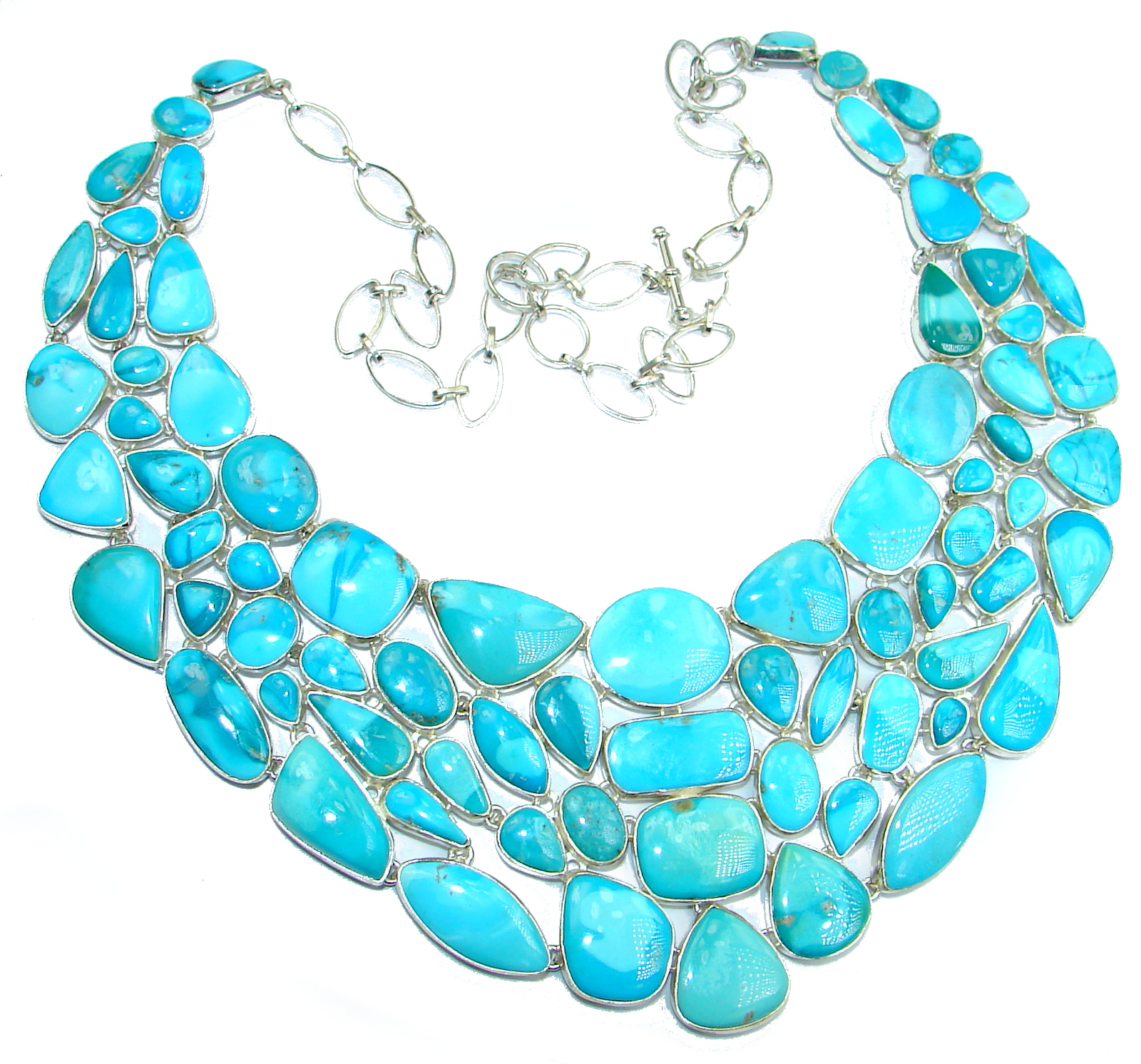 Huge Gallery Masterpiece Blue genuine Sleeping Beauty Turquoise .925 Sterling Silver necklace