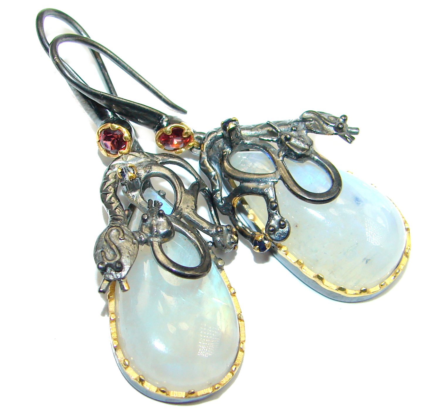 Vintage Design Authentic Moonstone .925 Sterling Silver handmade earrings