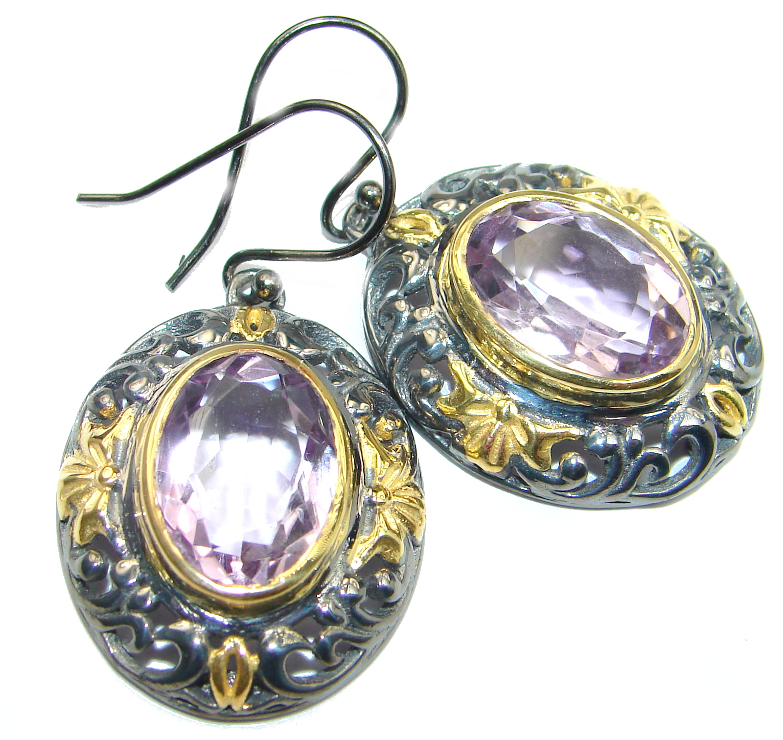 Authentic Amethyst 18k Gold over .925 Sterling Silver handmade earrings